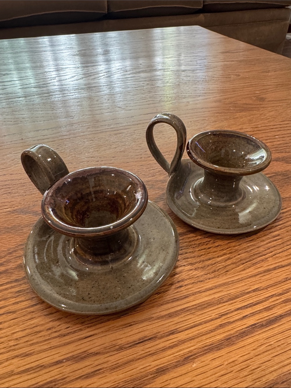2 - Hand Crafted Made Pottery Candle Holder
